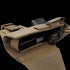 The Condor LCS RDS Leg Holster in tan features a secured flap, partially open to reveal space for a firearm accessory with a mounted light or laser—perfect for military or first responder use.